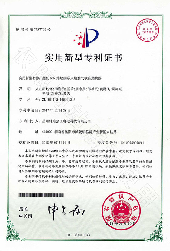 超低NOx排放圆形火焰油气结合点火器