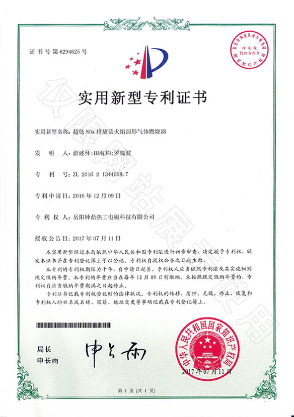 超低NOx排放蓝火焰圆形气体点火器
